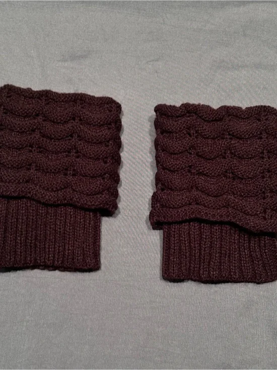 IF Collection Dark Brown Short Knitted Leg Warmers/Ankle Cuffs
