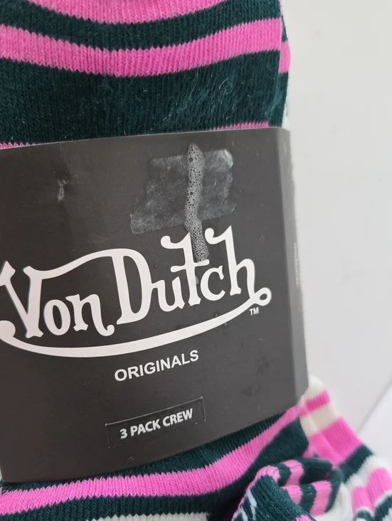 Von Dutch Women Colorful Casual Socks - Green, Pink,  3 Pairs Nwt