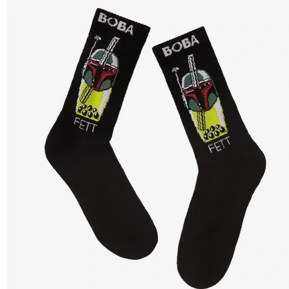 2/$12🖤Star Wars Boba Fett Drink‎ Crew Socks Hot Topic🖤