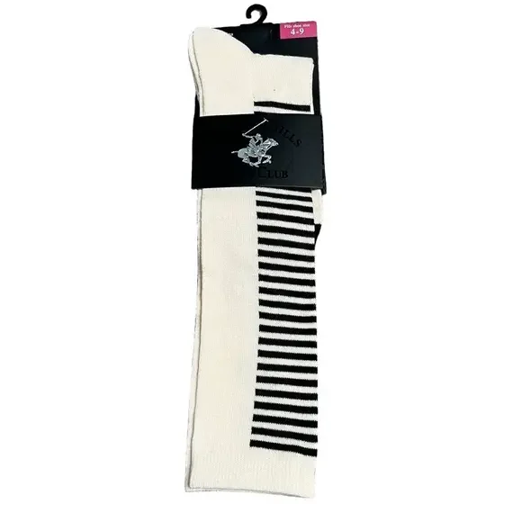 🍭4/$20 Beverly Hills Polo Club Striped Long Socks - Shoe size 4-9
