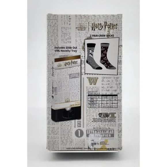 Harry Potter Wizarding World 2 Pair‎ Crew Socks Hogwarts Glasses Fits Sizes 5-10