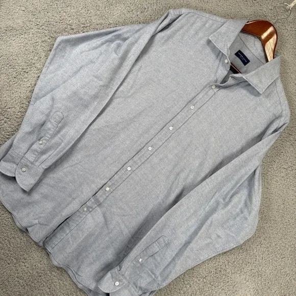 Proper Cloth Dress Shirt Mens 2XL 17.5 x 36 Blue Button Up Soft‎ Touch Cotton