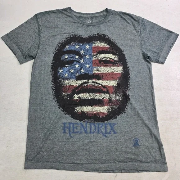 Liquid Blue Jimi Hendrix‎ USA Flag Soft Lite T-Shirt Paper Thin Men's Sz L EUC
