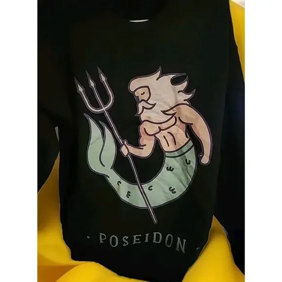 Poseidon Greek God‎ of Water Mythology Mens Sweatshirt Large New A98 Excellent