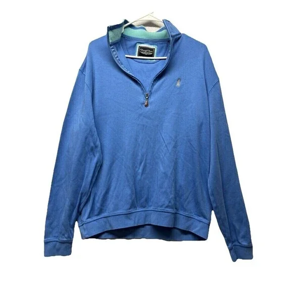 Straight Down Sweatshirt Mens Large Blue  Pima Cotton 1/4 Zip Golf Performance