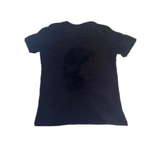 The‎ Kooples Mens Felt Skull Tee T-Shirt Black Cotton Size Large
