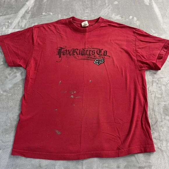 Fox Racing Shirt Mens L Red Graphic Motocross‎ Tee Biker Thrash Painter Fox Head