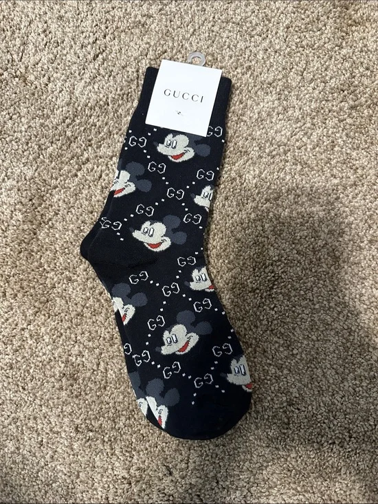Fashion Black Mickey Cartoon Logo Crew Socks