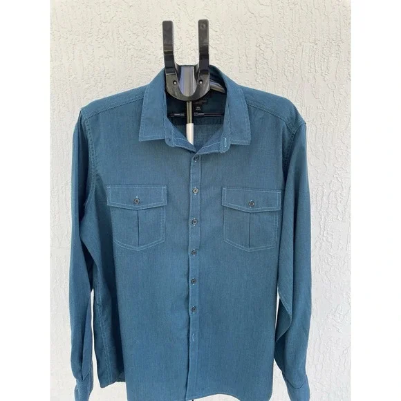 Marc Anthony Wrinkle Resistant Stretch Men's Shirt Size‎ XXL Teal And Black