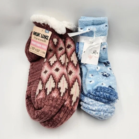 Sock Set Adult Muk Luks Short Cabin Set L/XL and Alexa‎ Rose Sock Size 9-11 Cozy