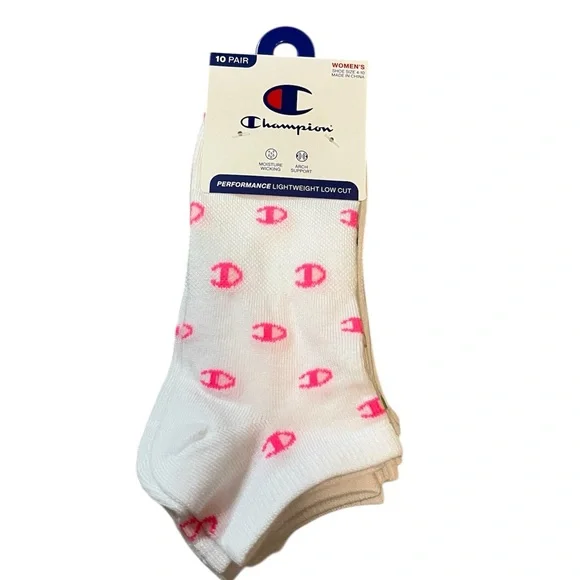 🆕 Champion Women's Performance Low-Cut Athletic Socks 10 Pack