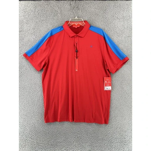 NEW Redvanly Men's Size XL Rio Red Blue Golf Polo Shirt Stretch