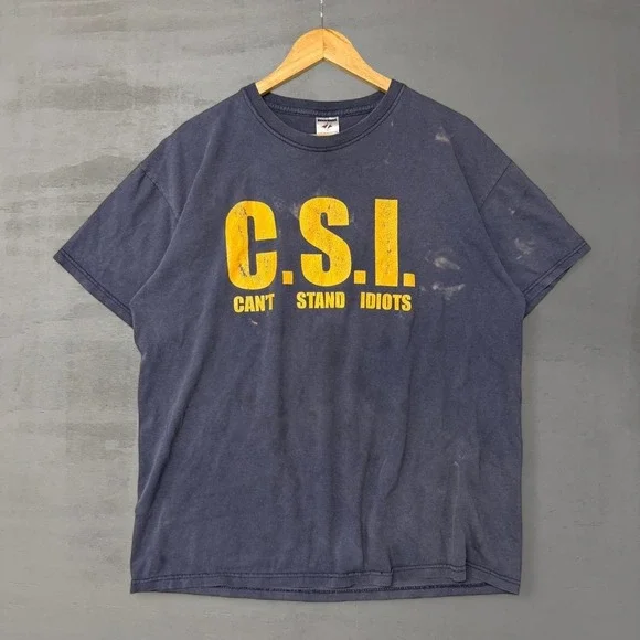Zees T Shirt Navy‎ Blue CSI Cant Stand Idiots Funny Graphic Tee XL