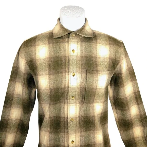 REISS Men S Plaid Wool Blend Long‎ Sleeve Button Up Shirt Regular Fit