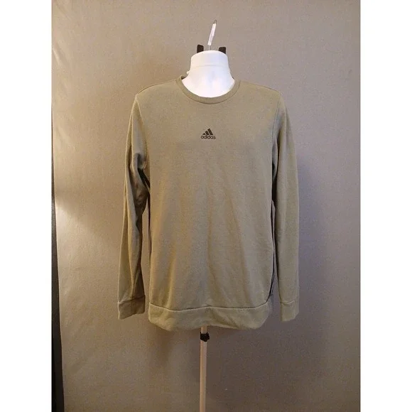Adidas Sweatshirt Mens Medium Green Primegreen Crewneck Pullover Three‎ Stripes