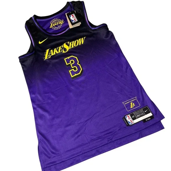 NEW Nike Lakers Anthony Davis‎ Jersey Mens S LakeShow #3 City Edition Swingman
