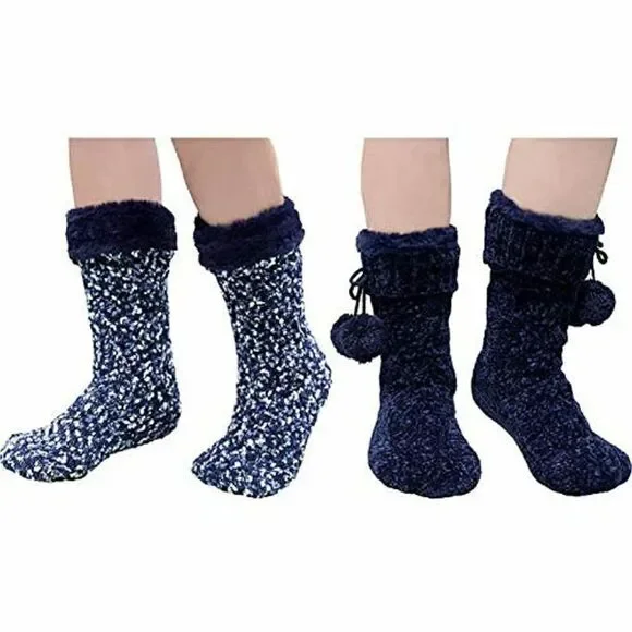 Jane & Bleecker Slipper Socks 2 Pairs Blue
