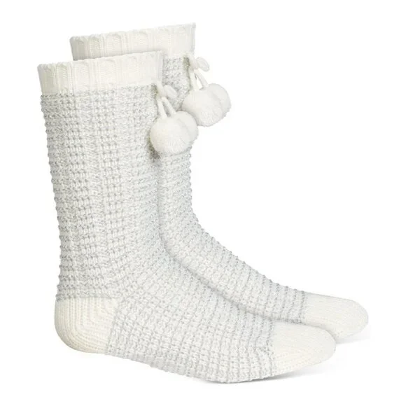 Charter‎ Club Womens Size S/M Striped Slipper Socks With Faux Sherpa Lining $25