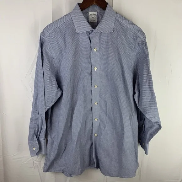 Brooks Brothers Blue Regent Shirt Size 17 1/2 - 2/3 Non Iron Cotton Striped‎