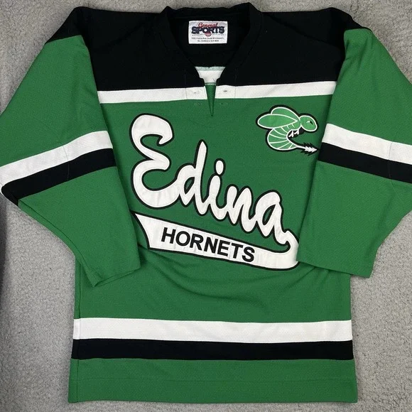 Vintage Edina Hornets Minnesota High‎ School Hockey Jersey Green #56