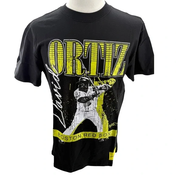 Mitchell & Ness David Ortiz Boston Red Sox Tee Shirt Men's Small Neon‎ NEW