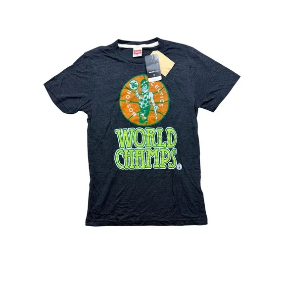 Homage Boston Celtics 1986 World Champs T-Shirt Mens Small NWT Charcoal Gray NBA