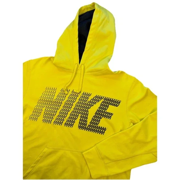 NIKE Therma-Fit Pullover Hoodie Mens M Tennis‎ Ball Neon Yellow Sweatshirt