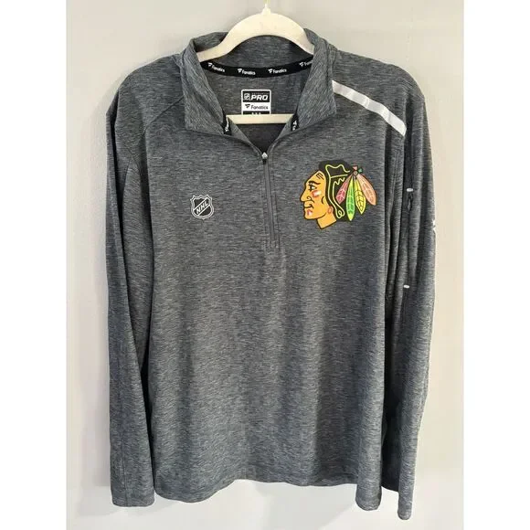 Chicago Blackhawks‎ Fanatics  PRO NHL  Quarter Zip Pullover Sweatshirt   Medium