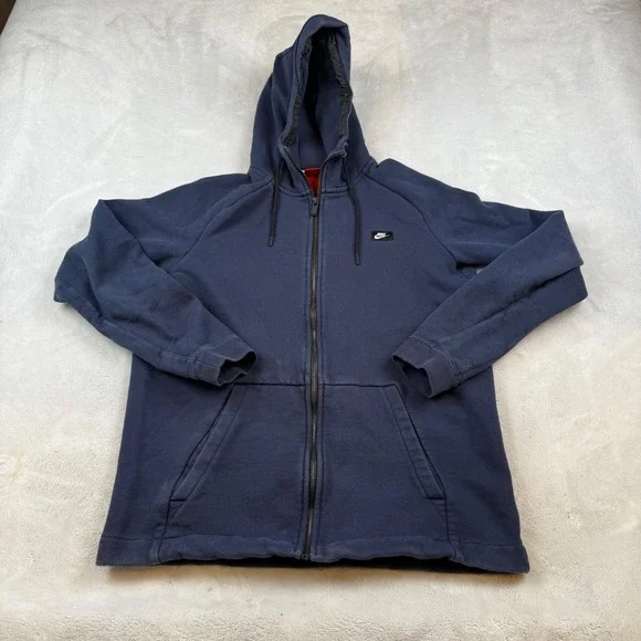 Nike Men's Navy Blue Full Zip Hoodie Sweatshirt Size Large‎