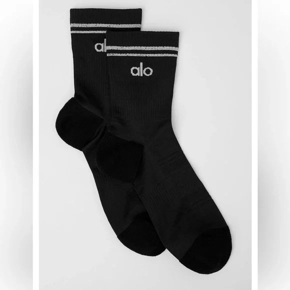 Alo Yoga Unisex Half-Crew Performance Socks – Black (L) NWT