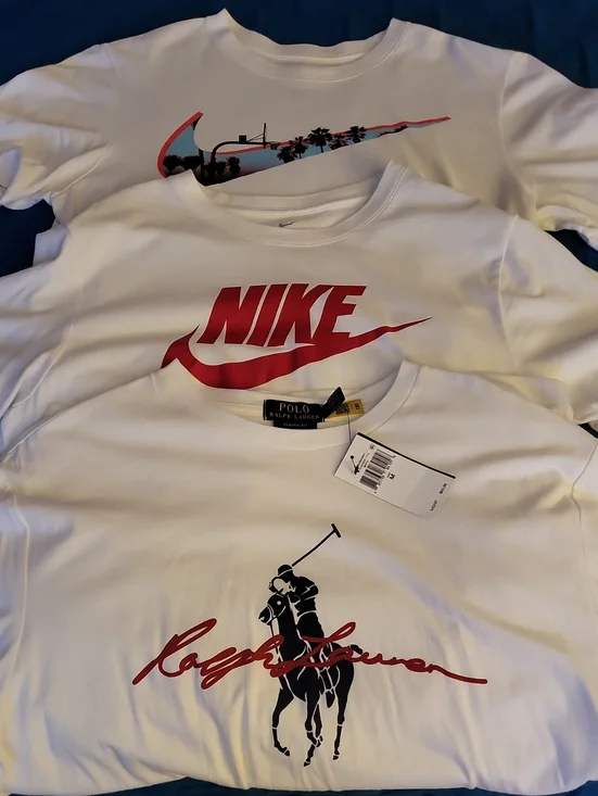 (3) T SHIRTS  2 NIKE DRI FIT & 1 BRAND NEW POLO  MENS MED
