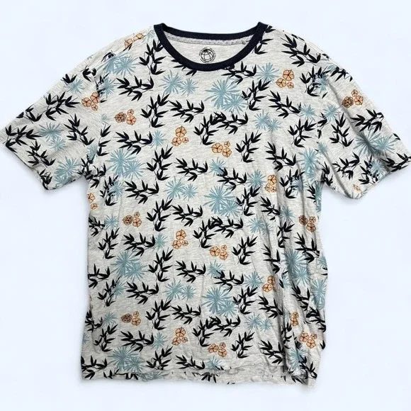 Free Planet Floral Graphic Tee Organic Cotton‎ Eco Streetwear Sz XL Coastal Sun
