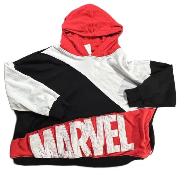 DISNEY MARVEL Hoodie Men's 3XL Red/Black/White‎ Short Sleeve Sweatshirt Pullover