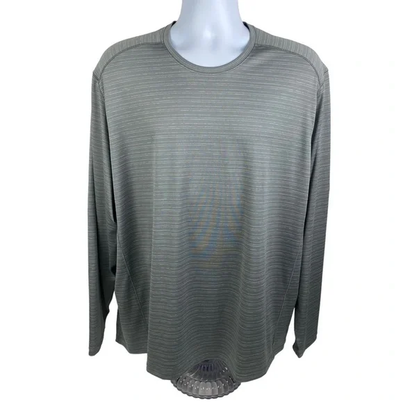 Club 38 Performance Cremieux‎ Gray Striped Crew Neck Athletic T-Shirt Men's XXL