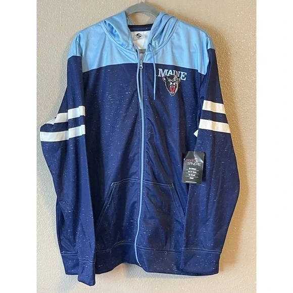 Men's 2XL NWT Maine Black Bears ProSphere Full‎ Zip Hoodie Navy