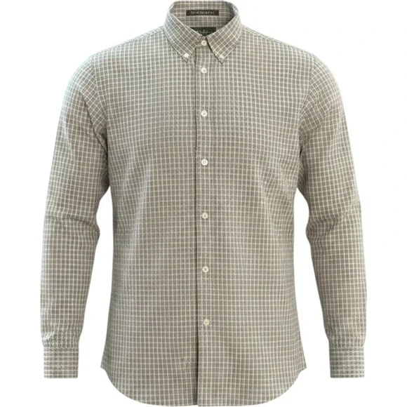 Eddie Bauer Mens Wrinkle Resistant Relaxed Fit Check Shirt Grey White Tall TL
