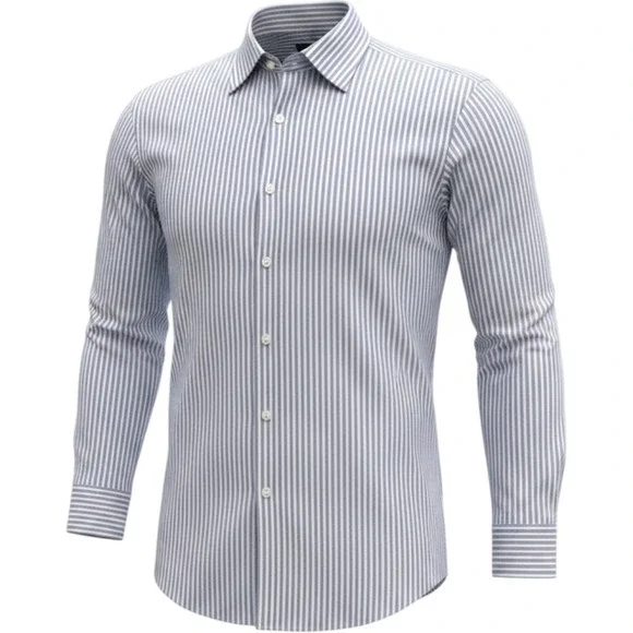 Eddie Bauer Mens Tall XL Blue White Striped Wrinkle Free Relaxed Fit Shirt L/S
