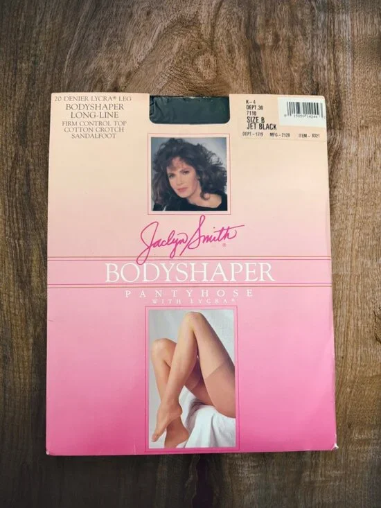 Vintage Jaclyn Smith Bodyshaper Pantyhose Size B Jet Black NOS USA Kmart Lycra