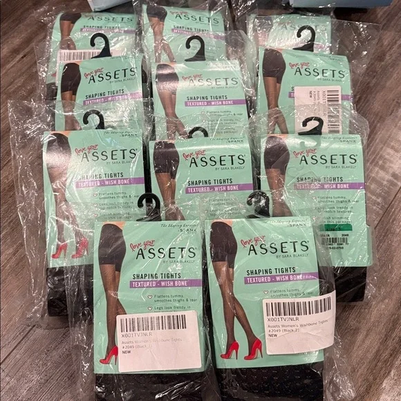 Assets by SPANX Shaping Tights Textured‎ Wish Bone Black NEW