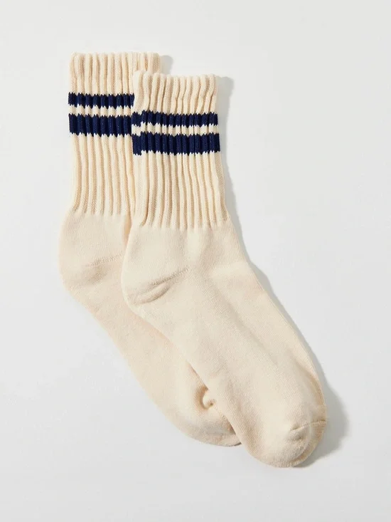UO Athletic Retro Striped Ribbed Slouch Crew Socks