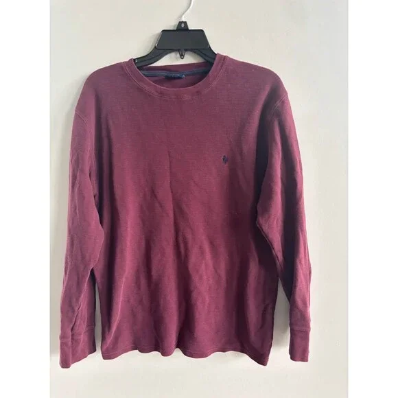 Polo Ralph Lauren Large Maroon Waffle-Knit Thermal Long-Sleeve Shirt