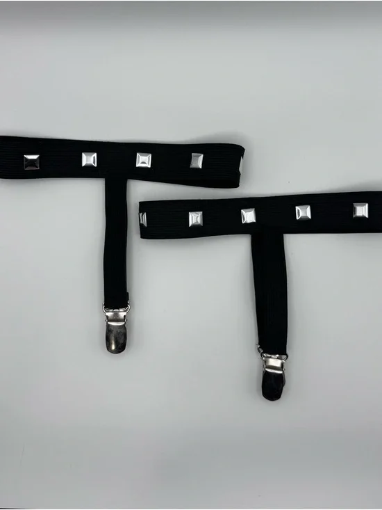 Black Studded Leg Garters