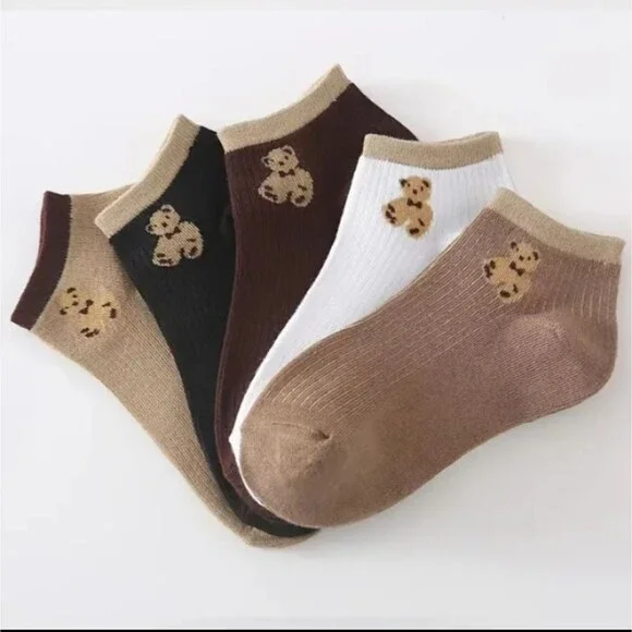 Brown teddy bear ankle socks bundle