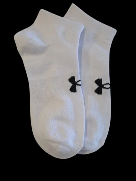 Under Armour Training No Show Socks BNWT White Black Logo Women's Small