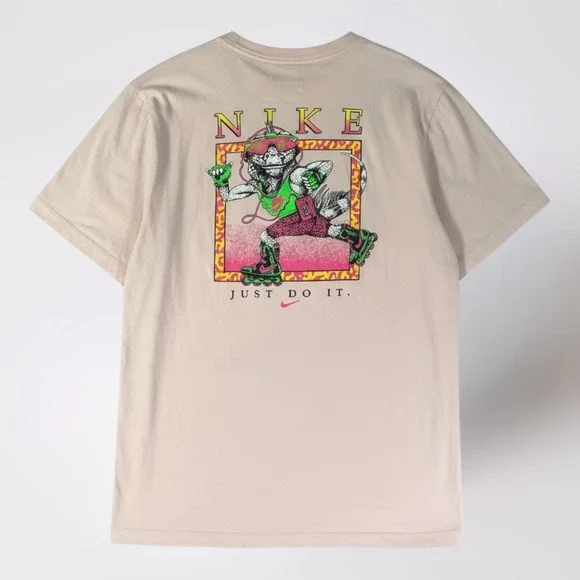 Nike Graphic Tee Mens Large Just‎ Do It Lizard Shirt Beige Streetwear