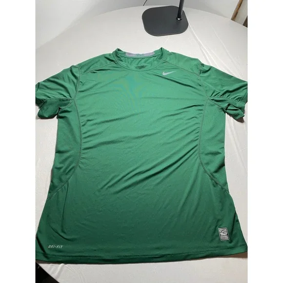 Nike Pro Combat Dri-Fit Mens Green Fitted Short Sleeve Training Shirt 449787-342