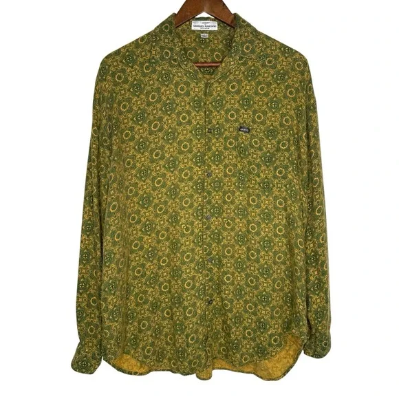 Vintage 80s Guess by Georges Marciano Rayon Shirt Made in Korea Green S/M‎ Rare