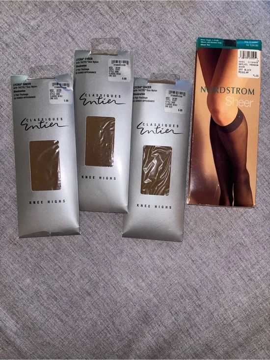 NWT Vintage Hosiery Lot Nordstrom & Classiques Entier Knee Highs 4 Packs
