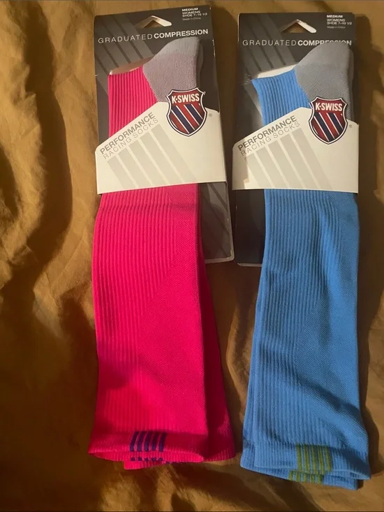 K-Swiss Performance Athletic Socks in Hot Pink and Sky Blue