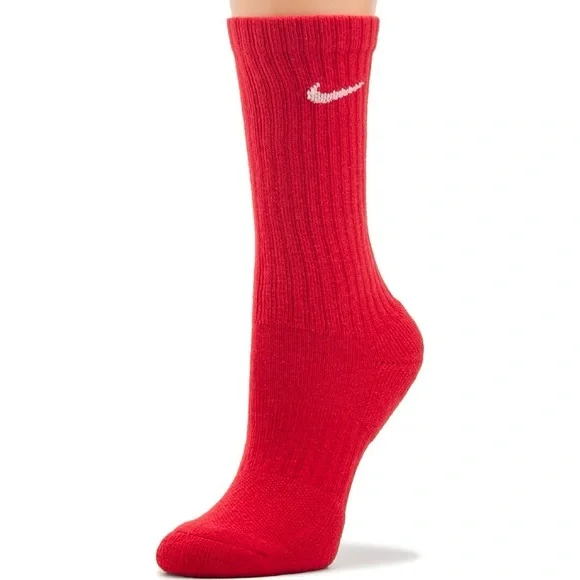 Nike red white swoosh tall ribbed socks